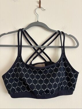 Athleta Sports Bra Size Large Navy & White